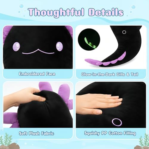 Tezituor Axolotl Stuffed Animal 48 inch Large Axolotl Plush Long Body Pillow for Girls 6-12, Big Stuffed Salamander Axolotl Lovers Gifts Dorm Room Decor Halloween Christmas Valentines
