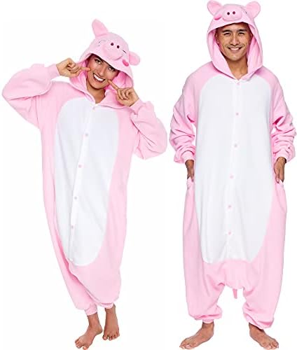 Funziez! Adult Onesie Halloween Costume Animal Dinosaur Shark Unisex Plush One Piece Cosplay Suit for Adults, Men and Women