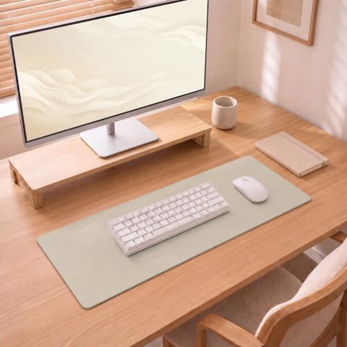 Leather Desk Pad Protector, 27.5" x 12", Eggshell Desk Mat
