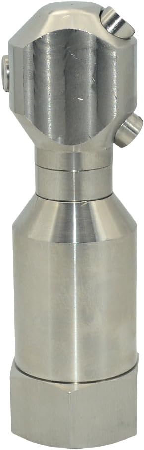 VARMHUS 360° Rotating Spray Nozzle, 304 Stainless Steel High Pressure Continuous Rotary Cleaner for Barrel, Tank, and Industrial Drum Washing (1")