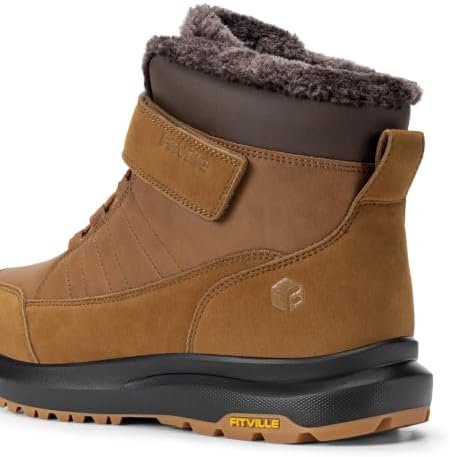 FitVille Wide Width Mens Winter Boots Fur Lined Extra Wide Snow Boot Lightweight Non Slip Outdoor Mens Diabetic Shoes for Flat Feet