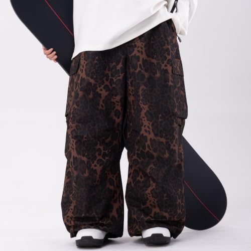 SNOWVERB Loose Fit Snowboard Leopard Ski Snow Baggy Pants for Men and Women