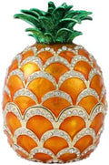 Lucky Pineapple Trinket Boxes Hinged Hand-Painted Jewelry Box with Rhinestones Enamel Fruit Style Ornament Christmas Gift for Women(Brown)