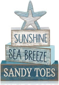 Lineshading 4 Pcs Coastal Christmas Table Decor, Wooden Starfish Beach Sign