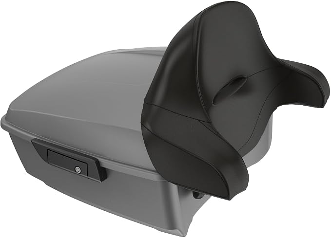 Advanblack Road Glide Tour Trunk Pack Charcoal Denim King Tour Trunk Pack Luggage +Wrap-Around Backrest Pad for '97-'25 Harley Touring Road King Street Glide Electra Glide CVO models