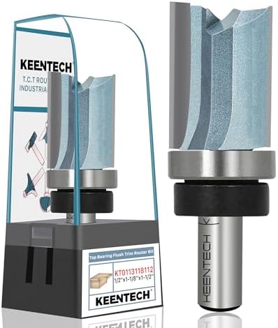 KEENTECH Flush Trim Router Bit, 1/2" Shank x 1-1/8" Dia x 1-1/2" Depth