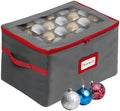 HOLDN’ STORAGE Christmas Ornament Storage Box with Dividers - Fits 96-3” Ornaments, 4 Removable Trays, Durable & Space-Saving, Clear Top Lid, Convenient Storage Designed, Grey