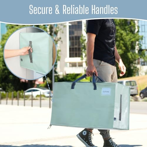 VENO 4 Pack Extra Large Heavy Duty Moving Bags with Wide Opening & Reinforced Handles, Reusable Storage Tote Bags with Strong Zippers for Clothes, College Dorm Essentials & Moving Supplies