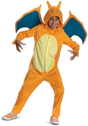 Disguise Pokemon Charizard Costume for Kids, Official Charizard Pokemon Hooded Jumpsuit, Child Size (14-16)