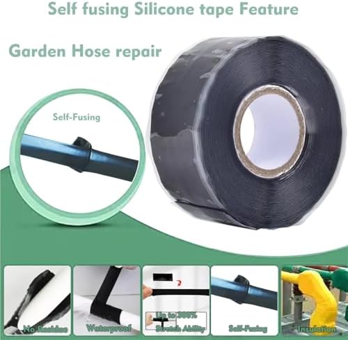 20 Roll 1 Inch X 10 FT Self-Fusing Silicone, Thickness 0.5mm Hose Repair Tape, Heavy Duty and Leak Proof Rubber Hose Tape, Pipe for Water(Black)