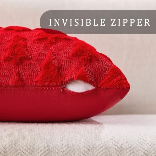 DFXSZ Christmas Tree Pillow Covers 20x20 Set of 2 Christmas Decor Red
