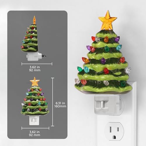 L LOHAS LED Christmas Tree Night Light, Ceramic Night Lights for Kids