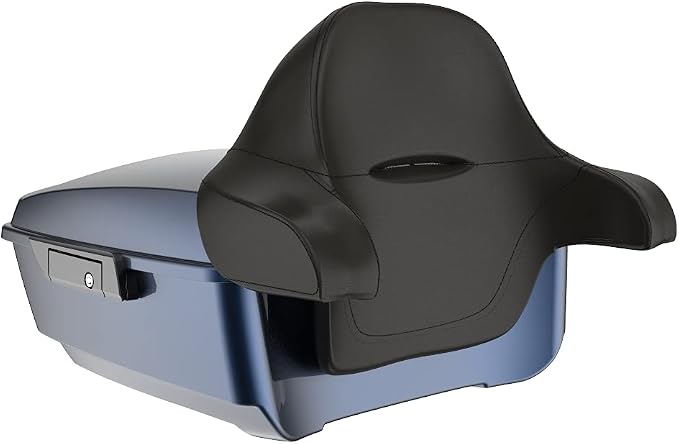 Advanblack Road Glide Tour Trunk Pack Midnight Blue King Tour Trunk Pack Luggage +Wrap-Around Backrest Pad for '97-'25 Harley Touring Road King Street Glide Electra Glide CVO models