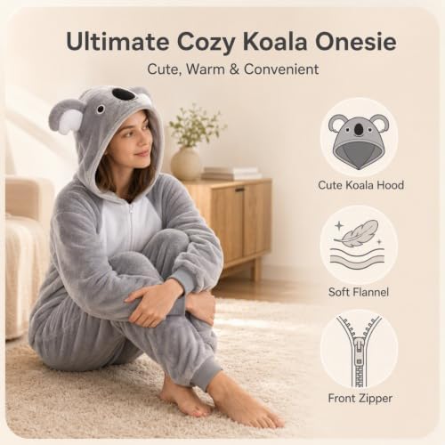 Snug Fit Unisex Adult Onesie Pajamas, Flannel Cosplay Animal One Piece Halloween Costume Sleepwear Homewear