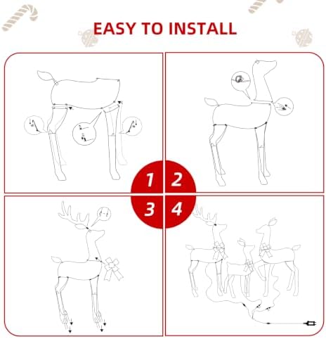 HOYECHI 5ft Light Up Reindeer Outdoor Christmas Decorations -3 Piece Rattan Deer Family Set with 160 Warm White LED Lights, Large Christmas Garden Decor for Lawn, Front Garden, Patio and Drivewa