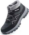 Moodeng Mens Winter Boots Casual Lightweight Snow Boots Warm Fur Lined Hiking Boots Water-Resistant Comfortable Ankle shoes Outdoor Walking