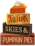 Lineshading 3 Pcs Fall Table Decor, Pumpkin Pie Wood Block Sign Home Tray