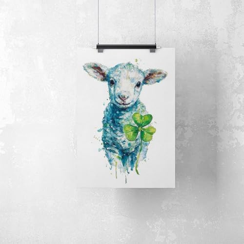 JDBeehpy Rural Farm Animal Art Prints Watercolor Lamb Painting Prints Farm Nursery Art Prints Farm Decoration Barn Animal (Unframed, Canvas Only) Wall Decoration 20x30inch(50x75cm)