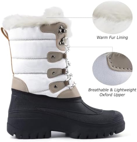Knixmax Women's Waterproof Mid-Calf Winter Snow Boots US 6-11