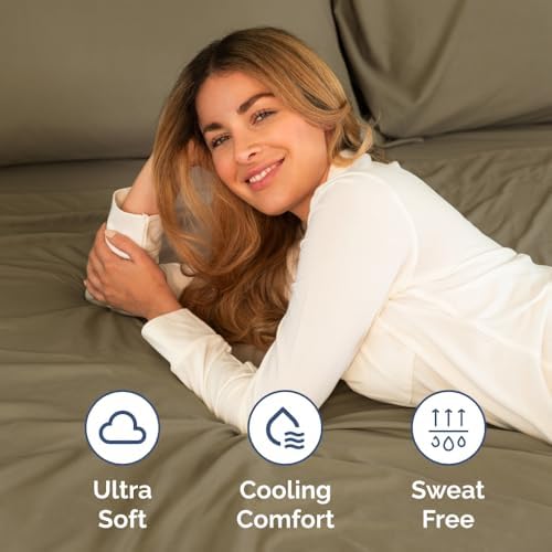 Short Queen Size 4 Piece Bed Sheet Set - RV Short Queen Sheets - Khaki