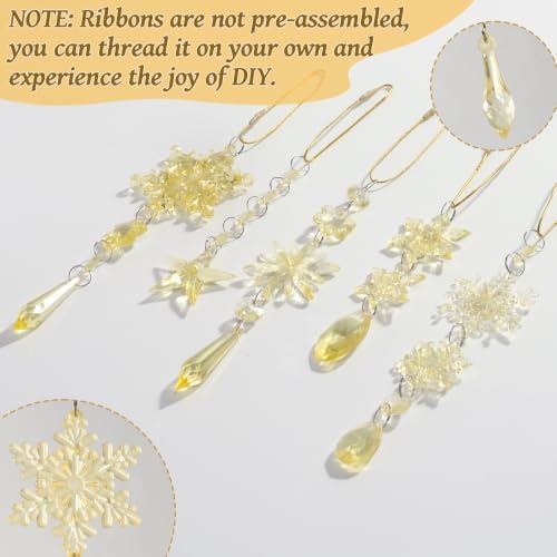 Crystal Ornaments for Christmas Tree Decorations Gold Snowflake Icicles