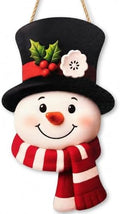 Christmas Decorations - Winter Snowman Wooden Welcome Sign for Front Door