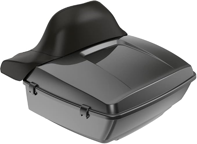 Advanblack Road Glide Tour Trunk Pack Gray Haze King Tour Trunk Pack Luggage +Wrap-Around Backrest Pad for '97-'25 Harley Touring Road King Street Glide Electra Glide CVO models
