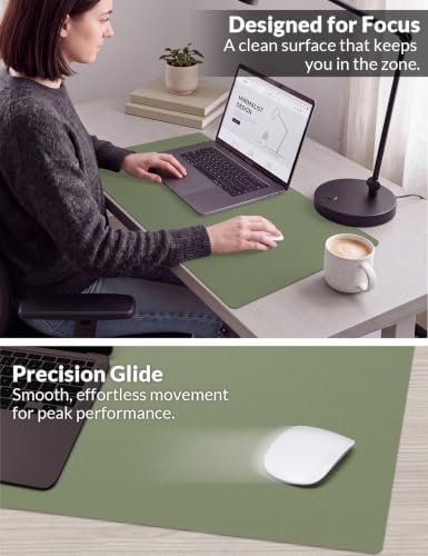 Leather Desk Pad Protector, 31.5" x 12", Sage Green Desk Mat