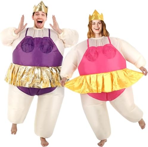 RoundFunny 2 Pcs Inflatable Ballerina Fat Suit Costume for Adults,Ballet