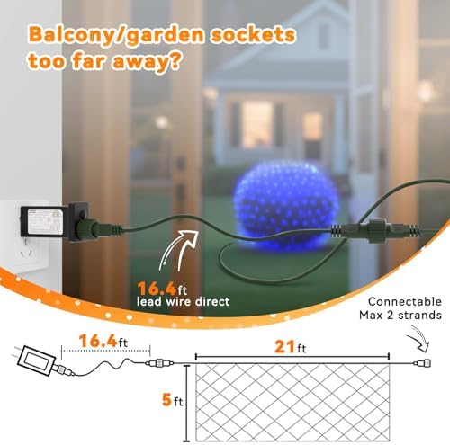 LitHome 21FT x 5FT Christmas Net Lights Outdoor Mesh Lights Connectable