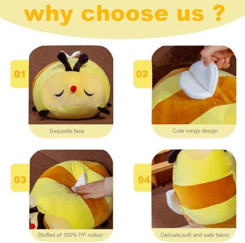 ELAINREN Ultra-Soft Bumble Bee Stuffed Insect Toy/23.6''