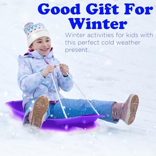 Slippery Racer Downhill Sprinter Flexible Kids Toddler Plastic Cold-Resistant Toboggan Snow Sled with Pull Rope and Handles -35 Inch
