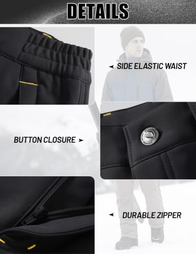 MAGCOMSEN Men's Ski Snow Pants Waterproof Fleece Lined Winter Hiking Pants