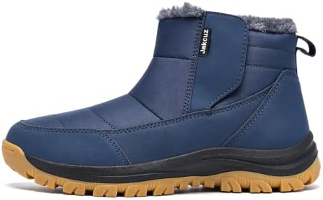 Jakcuz Plus Size Men's Water Resistant Winter Snow Boots with Warm Faux Fur
