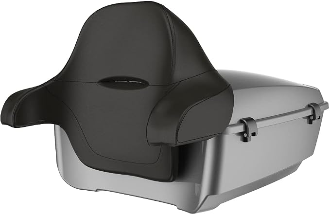 Advanblack Road Glide Tour Trunk Pack Charcoal Pearl King Tour Trunk Pack Luggage +Wrap-Around Backrest Pad for '97-'25 Harley Touring Road King Street Glide Electra Glide CVO Models