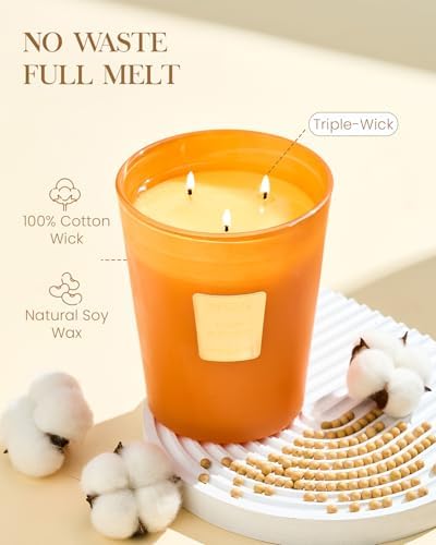 M&SENSE Puffy Cloud Dream Soy Candle, 35oz 3-Wick, Aromatherapy Candles