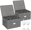 Stemware Storage Containers 2 pack, Wine Glass Storage Box with Dividers
