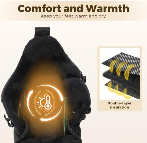 FitVille Men's Winter Boots Extra Wide, Water Resistant with Side Zipper, Non-Slip Warm Insulated Snow Outdoor Boots, Easy On/Off Comfortable