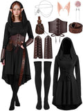 10 Pcs Women Renaissance Halloween Fairy Costumes Medieval Elf Dress S-XXL
