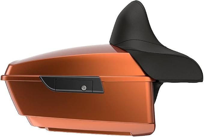 Advanblack Road Glide Tour Trunk Pack Scorched Orange King Tour Trunk Pack Luggage +Wrap-Around Backrest Pad for '97-'25 Harley Touring Road King Street Glide Electra Glide CVO models