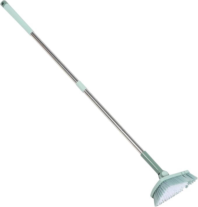 HANABASS 2pcs Floor Scrub Brush Handle Hard Bristle Cleaning Tool for Swimming Pools Bathrooms and Kitchens Rotating Head for Hard Reach Areas