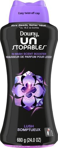 Downy Unstopables In Wash Scent Booster Beads, Lush Scent, 24 oz, Laundry Beads for Odor Protection, Downy Scent Booster Beads, Laundry Scent Boosters (Pack of 4)