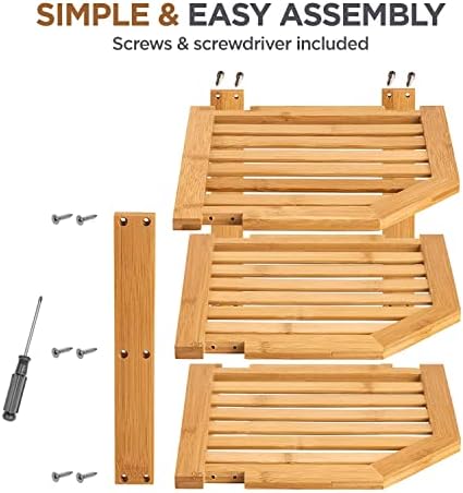 Bamboo Plate Organizer for Cabinet, 3 Tier Corner Shelf Riser, 2 Pack