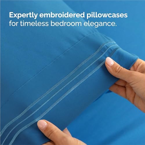 King Size 4 Piece Sheet Set - Breathable & Cooling Sheets - Denim Blue