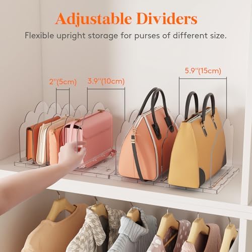 Lifewit Purse Organizer for Closet, Adjustable Clear Handbag Shelf Dividers