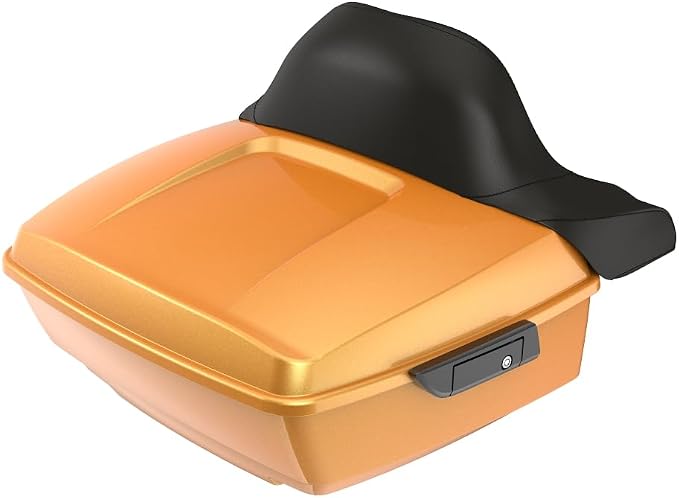 Advanblack Road Glide Tour Trunk Pack Hard Candy Gold Flake King Tour Trunk Pack Luggage +Wrap-Around Backrest Pad for '97-'25 Harley Touring Road King Street Glide Electra Glide CVO Models