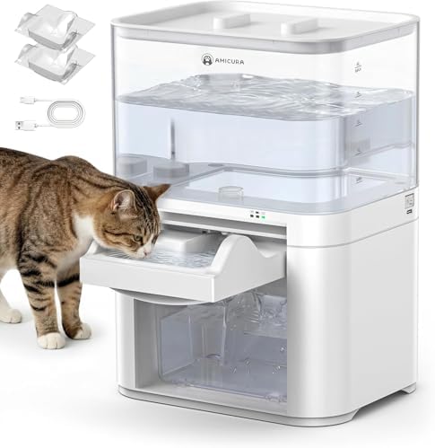 Cat Water Fountain, Wastewater Separation & No Filter Cotton, Pet Water Dispenser with 4000mAh 4L Large Capacity Tank, Wireless Automatic Water Fountains for Cats Indoor Cat Watering Supplies