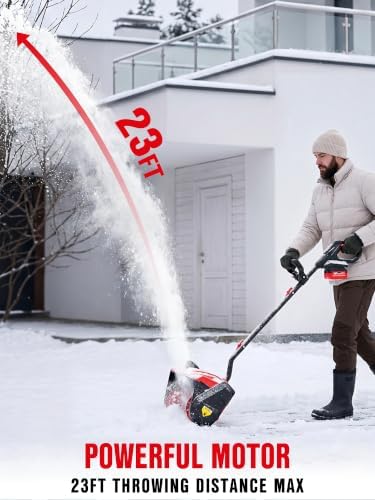 EWORK 20V 12-Inch Cordless Snow Shovel with 4.0Ah Battery and Fast Charger