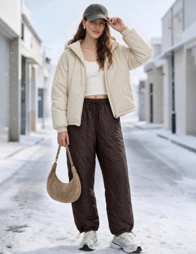 Flygo Womens Winter Pants Warm Quilted Puffy Lightweight Snow Pants