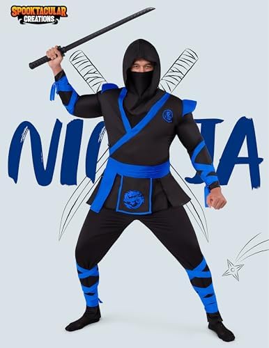 Spooktacular Creations Men Ninja Costume, Halloween Costume Adult Ninja for Halloween Cosplay Party